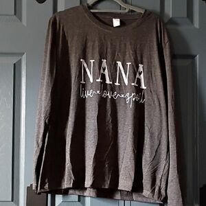 NANA Live Love Spoil Graphic Long Sleeve Tee - Gray